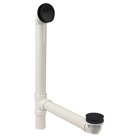 Westbrass Illusionary Overflow 12" & 4" Sch. 40 PVC Bath Waste & Overflow W/ Tip-Toe Bath Drain in Matte Black 493244H-62